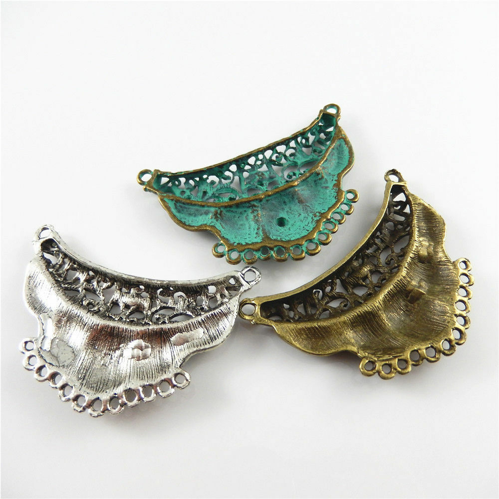 Multi-colors Zinc Alloy Hollow Half Moon Jewelry Charms Pendants Connectors 3x