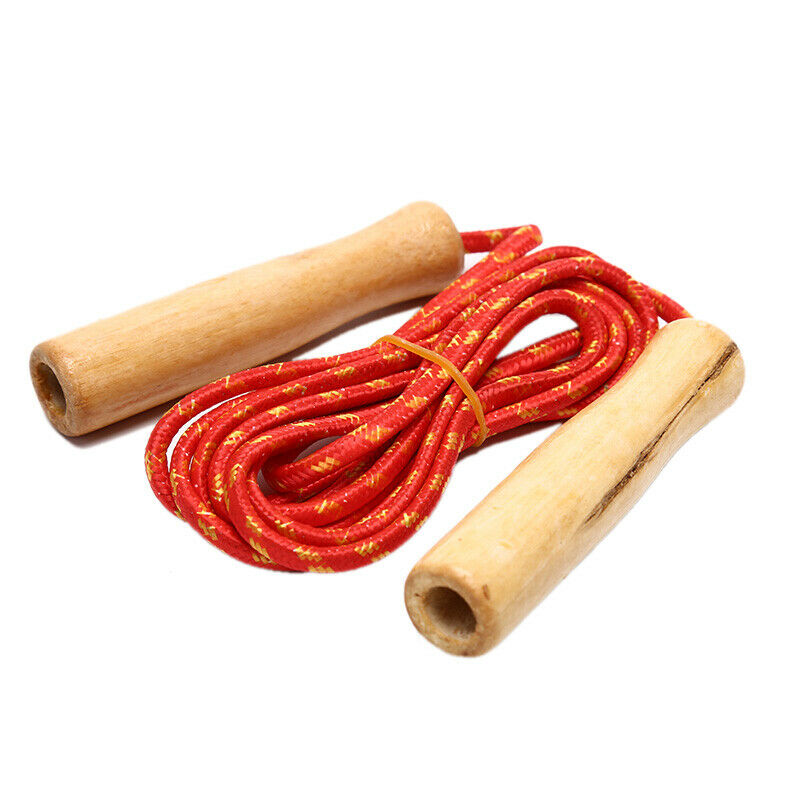 Skipping Rope Practice Jump Wood Grip Handle Kids Fitness Equipment Training_DD