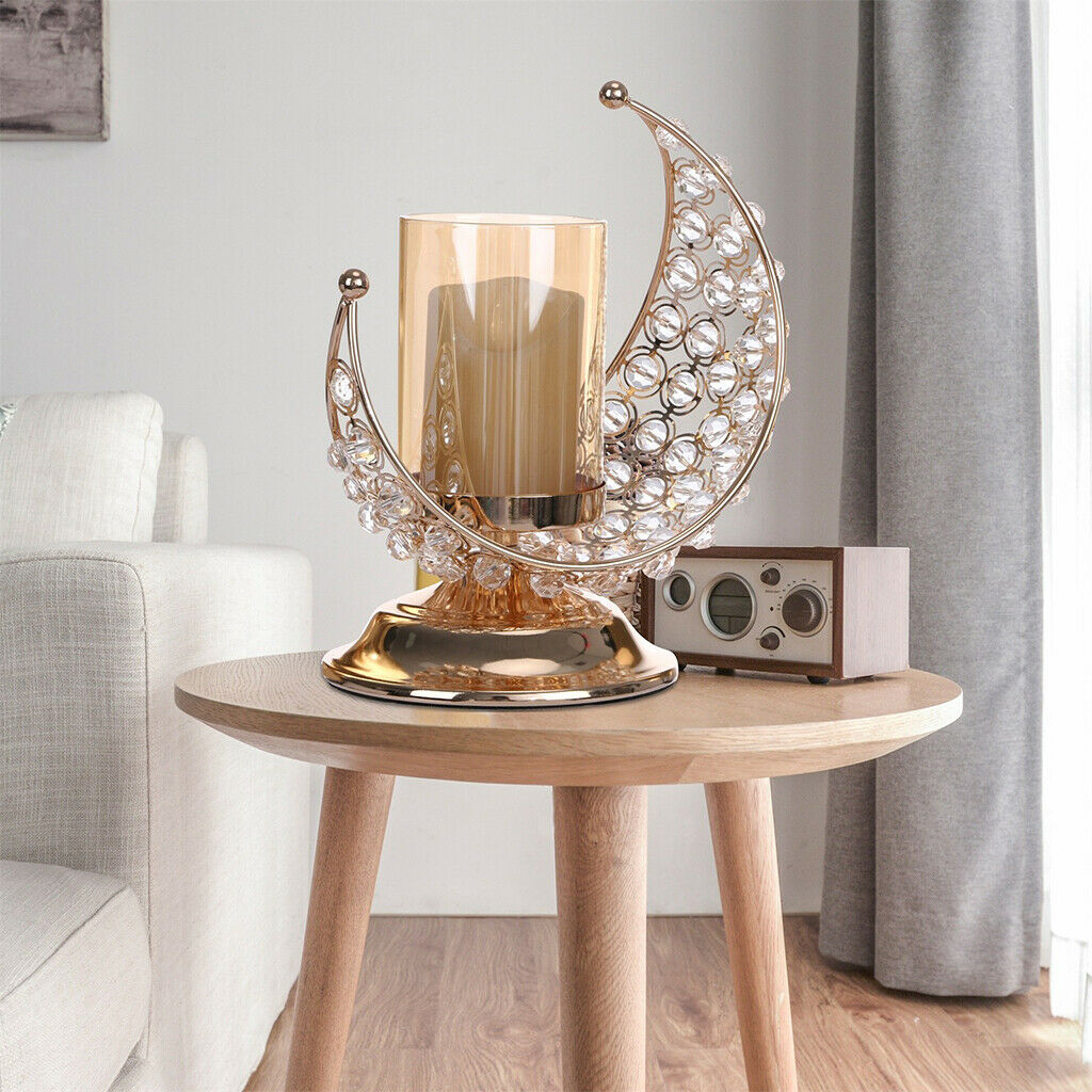 Ramadan Candle Holders Moon Shaped Candlestick for Eid Mubarak Dining Rooms