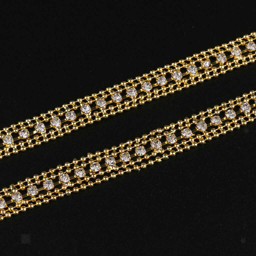 1 Yard Rhinestone Beads Trim Ribbon Wedding Dress Sewing Appliques