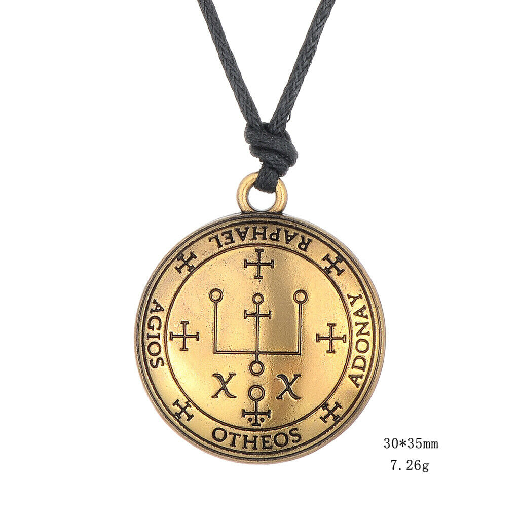 Talisman Viking Protection Pendant Sigil Archangel Raphael Black Nylon Rope
