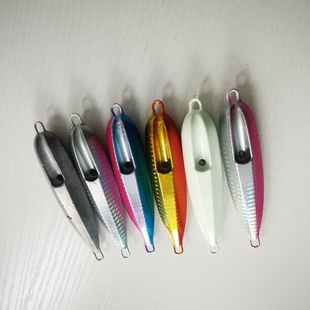 Assorted 6 Vertival Jigging Inchiku Jigs Striped Glow Assist Hook Trolling Tuna