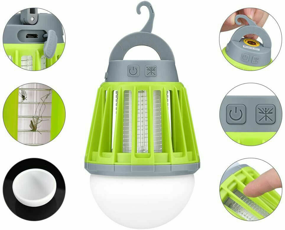 Bug Zapper Light Bulb Mosquito Insect Killer Lantern Outdoor Waterproof LED Lamp