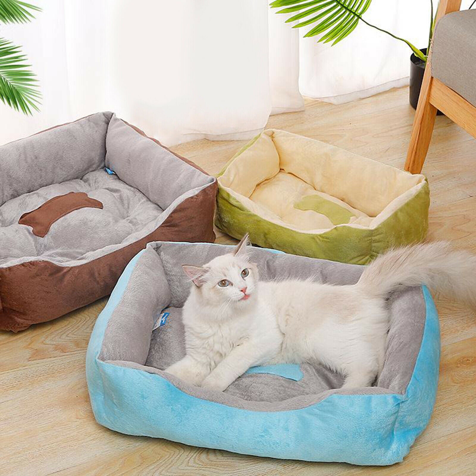 Soft Warm Pet Bed Dog Cat Cozy Cushion Mats Plush Bed Blanket Brown 70x54CM