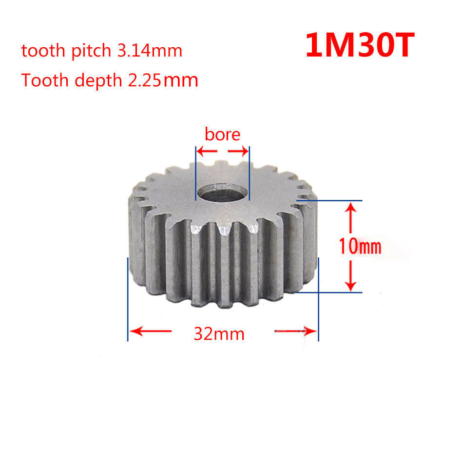 1Mod 30T #45 Steel Spur Gear Pinion Gear Tooth Diameter 32mm Thickness 10mm