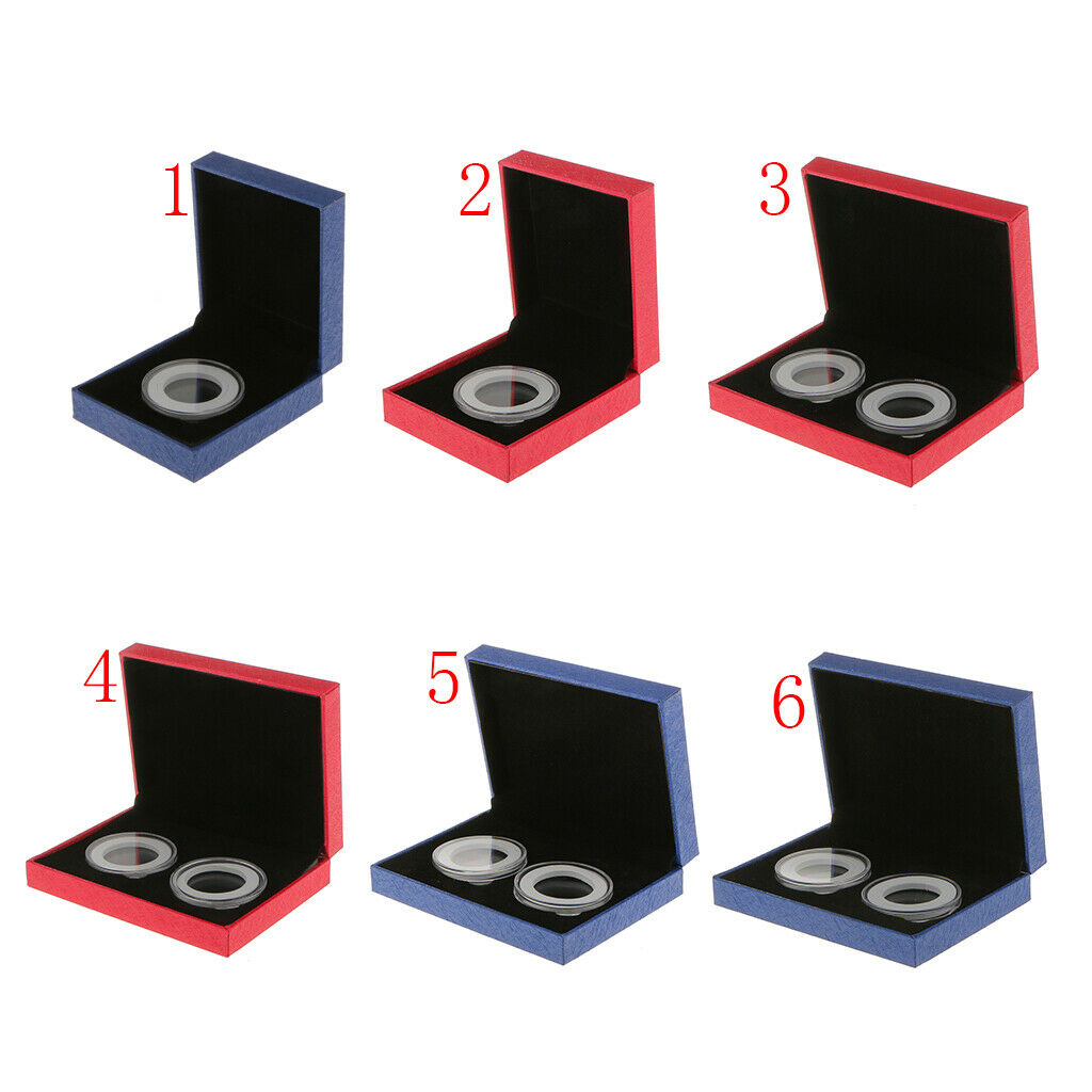 2pcs Fancy Single Coin Holder Display for 38MM Commemorative Coins Gift Box