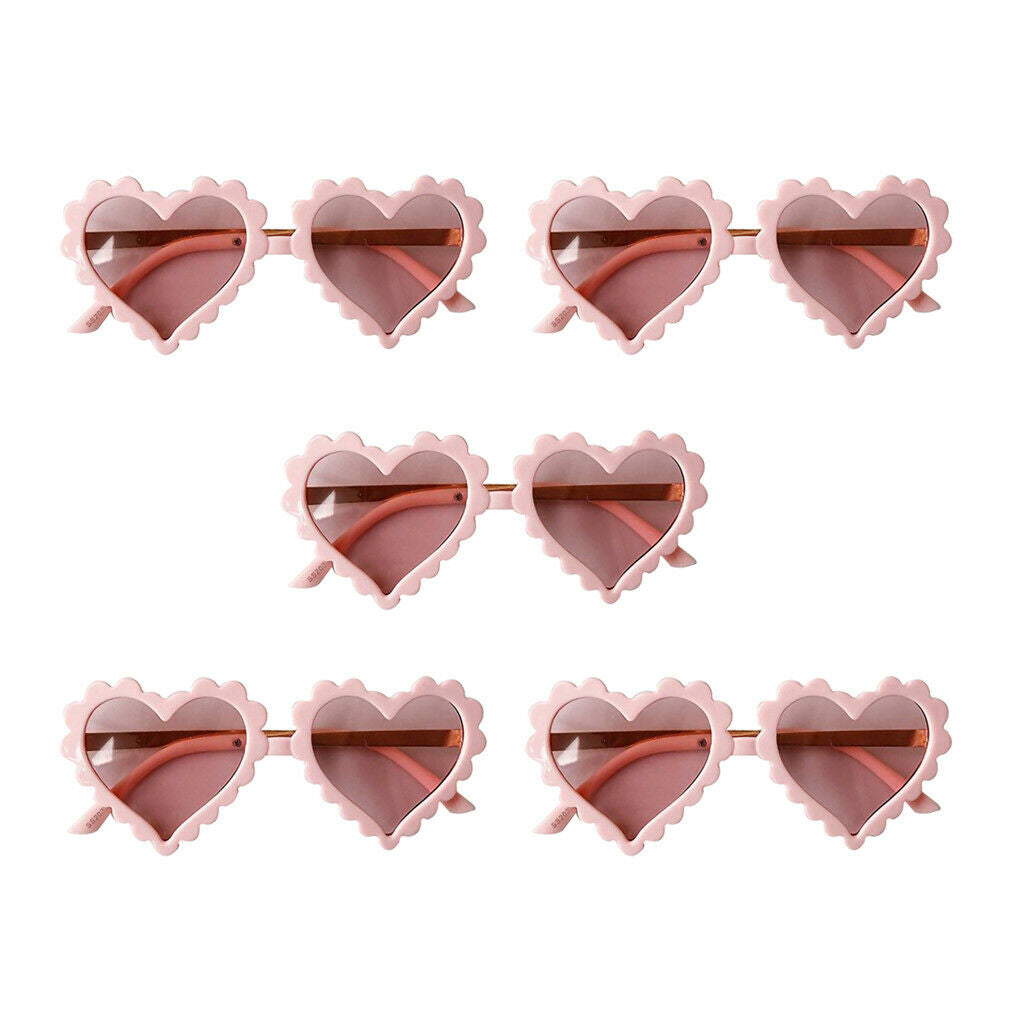 5x Plastic Sunglasses for Kids And Girls in Heart Shape UV400 Pink
