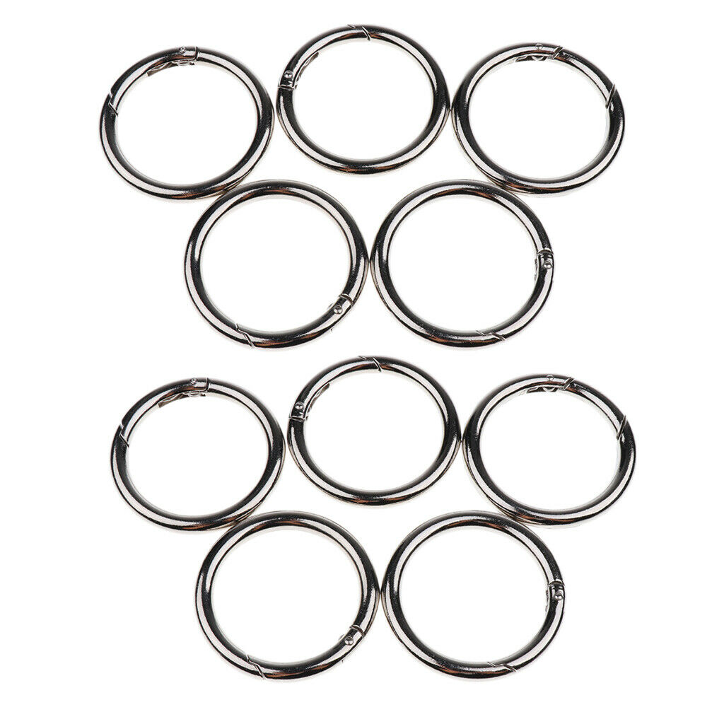 10Pcs Round Key Rings Premium Plated Open Hook Spring Ring Keychain 49mm