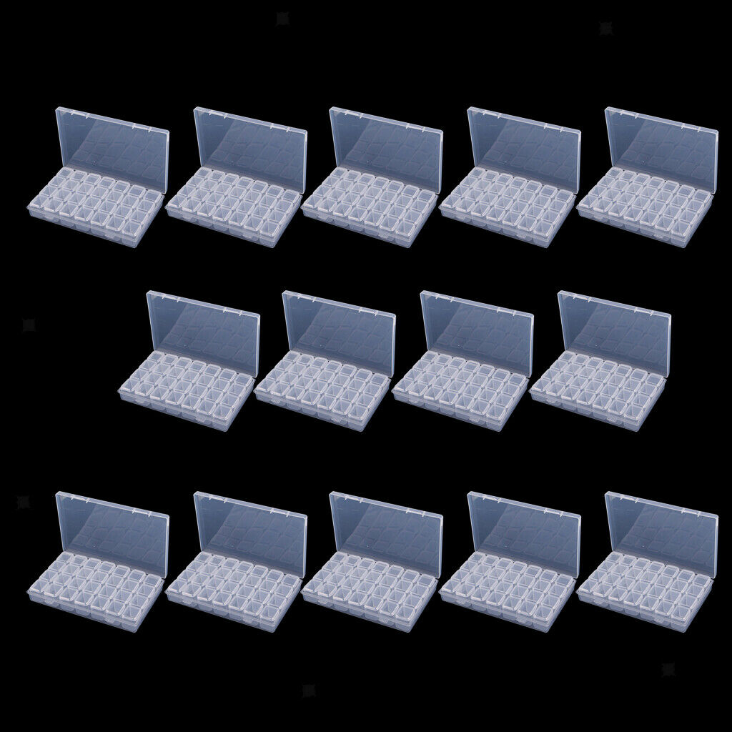 14x 28Slots Jewelry  Nail Tip Pill Mini Things Contianer Small Items Plastic