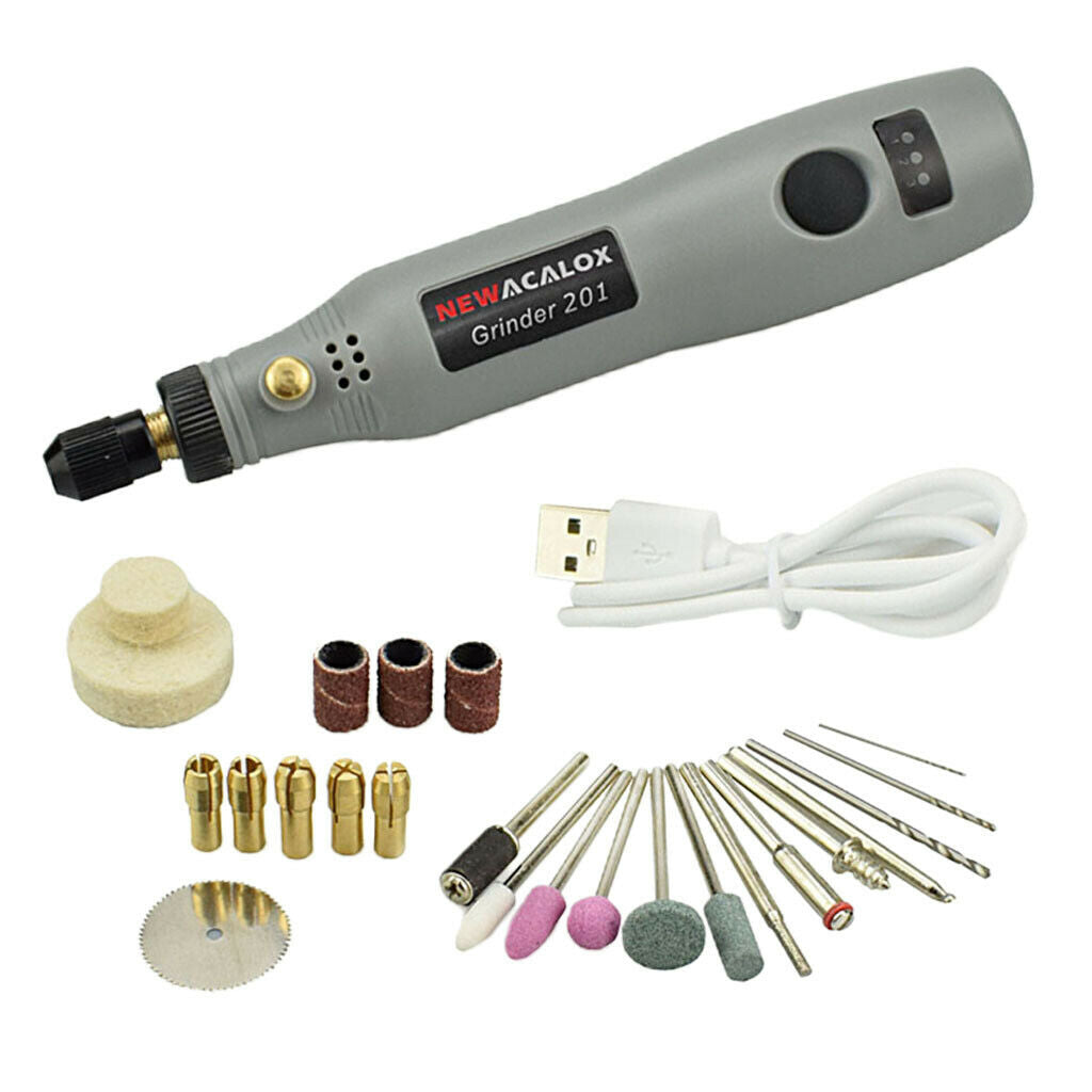 Mini Electric Drill Grinder Pen Kit Woodworking Hobby Rotary Tool Gray