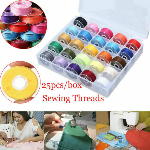 25Pcs Sewing Thread Set with Plastic Bobbins Sewing Machine Spools Case US !!
