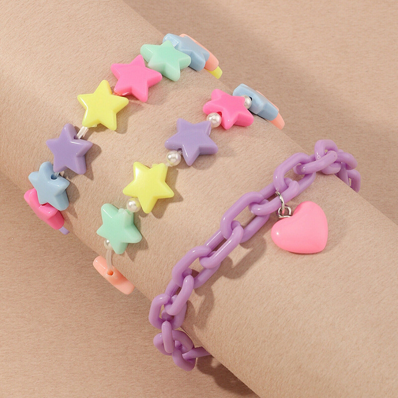 1Set Fashionable Girls' Bracelets Sets Stars Pendant Bangle Birthday Gifts