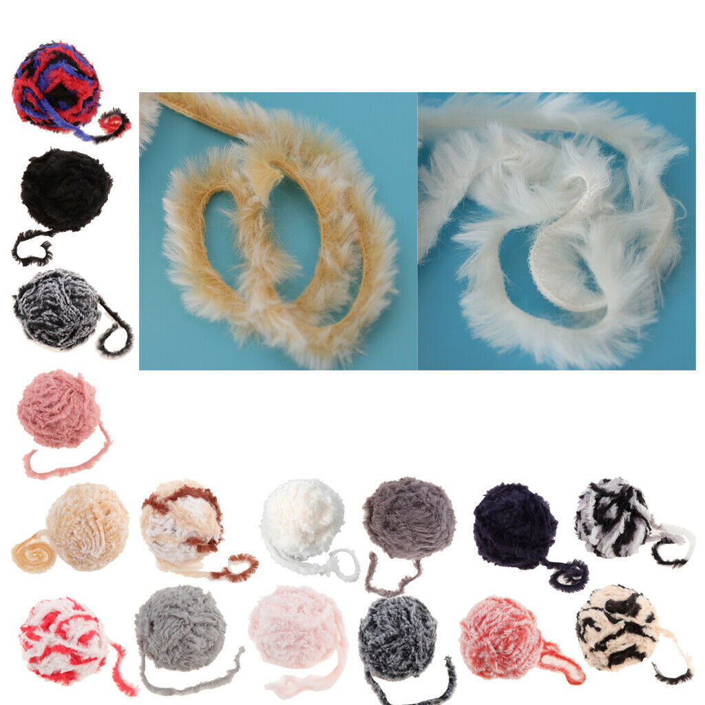 32m Fashion Faux Fur Chunky Wool Yarn for Knitting Crochet Sweater Project White