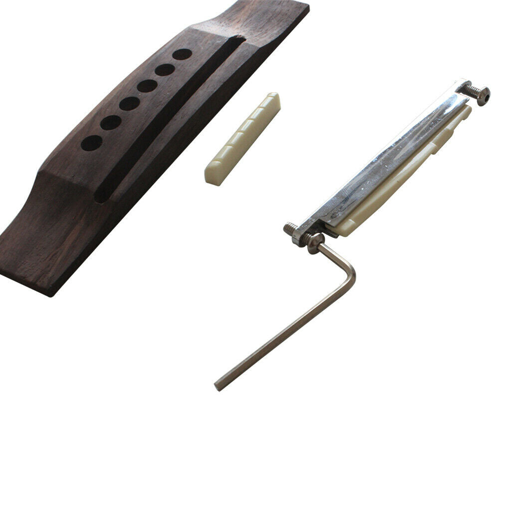 Replacement Rosewood Guitar Bridge Saddle Nut Hardware Kit for Folk Guitar