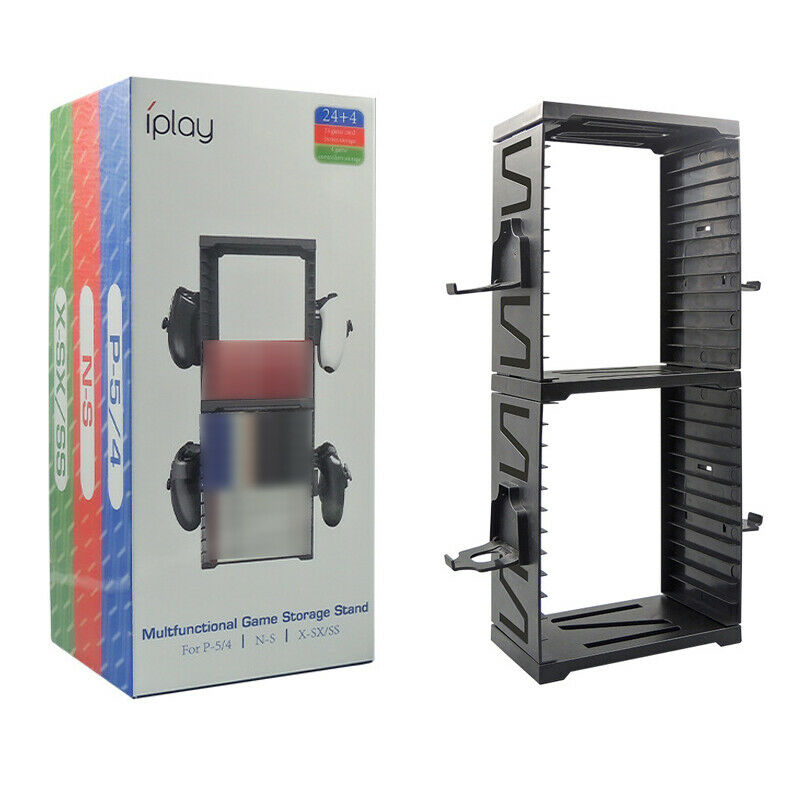 Game CD Disk Storage Holder Multifunctional Tower Stand fit for PS5/PS4 Xbox One