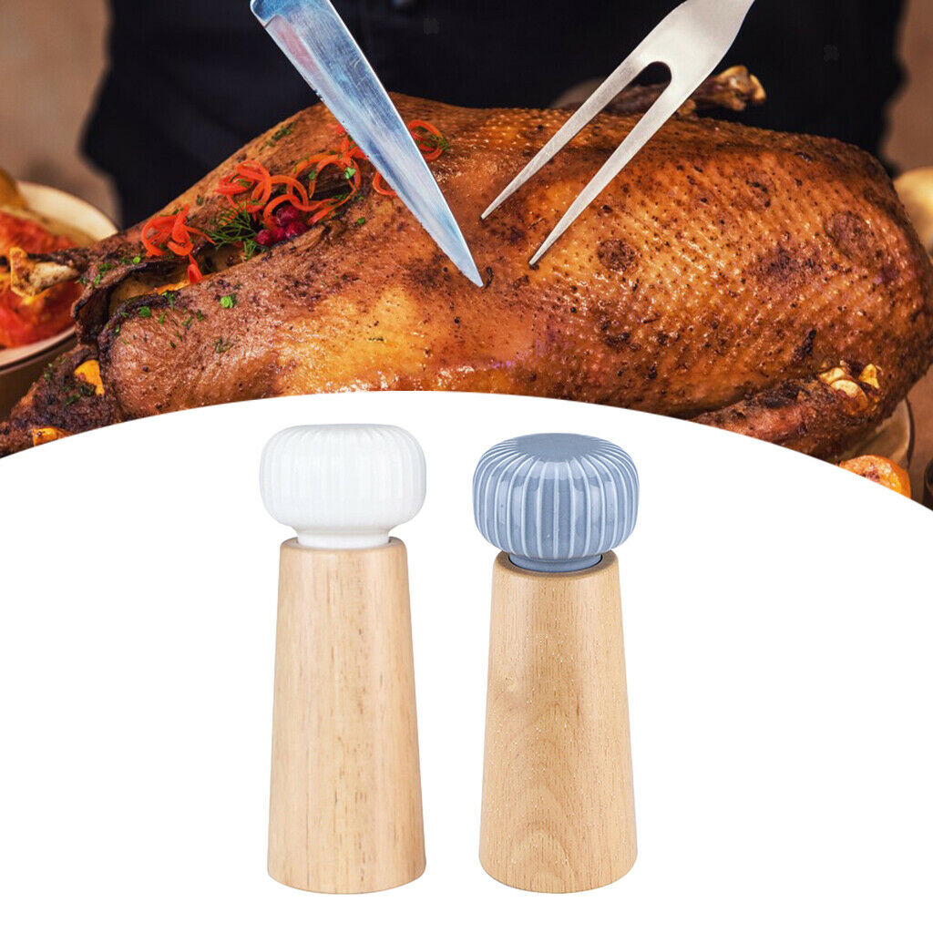 2PCS Premium Refillable Salt and Pepper Grinder Set Seasoning Mills Grinder