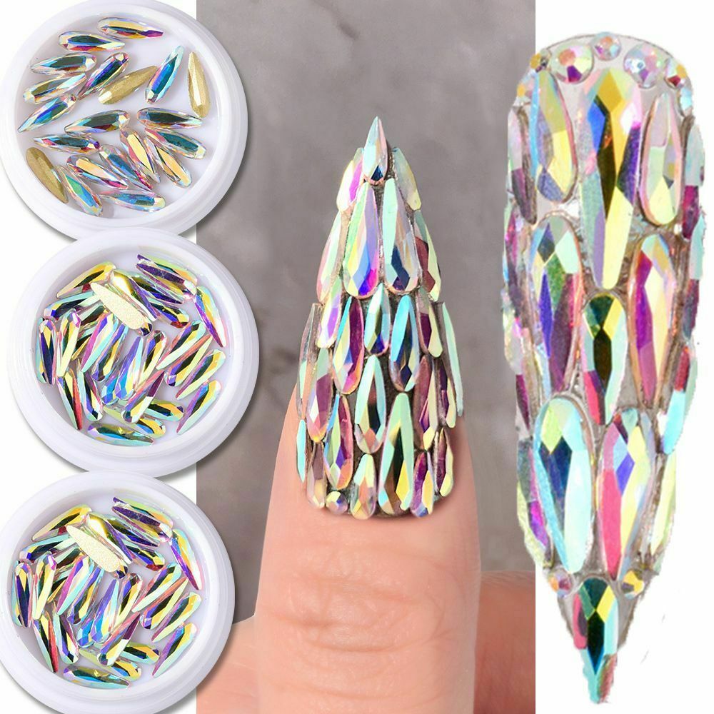 Nail Art Decorations Diamond Waterdrop White AB Nail Stones Nail Rhinestones