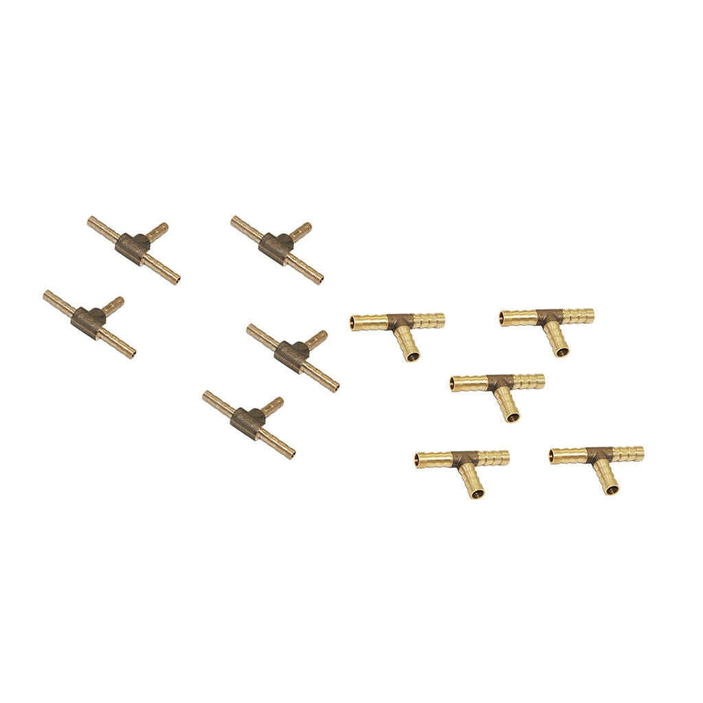 10pcs Brass Tee Adapter Hose Tee Connector Fittings for Air Water 4mm/8mm