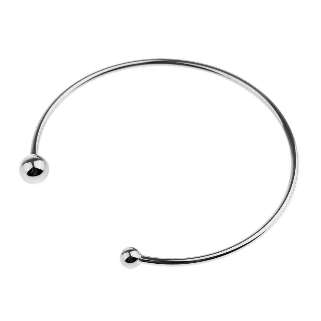 Double Ball Stainless Steel Open Cuff Bracelet Adjustable Mother Day Gift