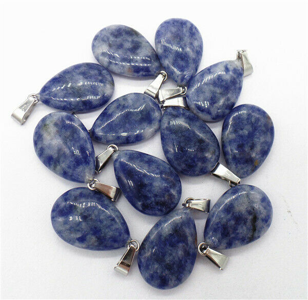 100Pcs 24x16x5mm Wholesale Natural Blue Sodalite Teardrop Pendant Bead HH8356