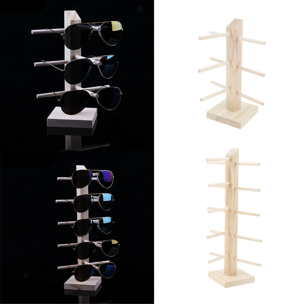 2X Wooden Glasses Display Rack Case Sunglass Organizer Shelf for Glasses Store