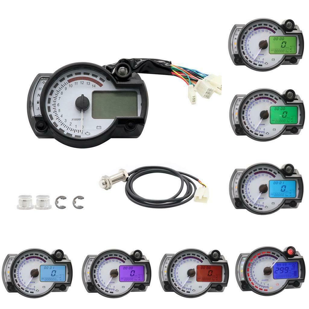 1X LCD Digital Universal Motorcycle Odometer Speedometer Tachometer Gauge
