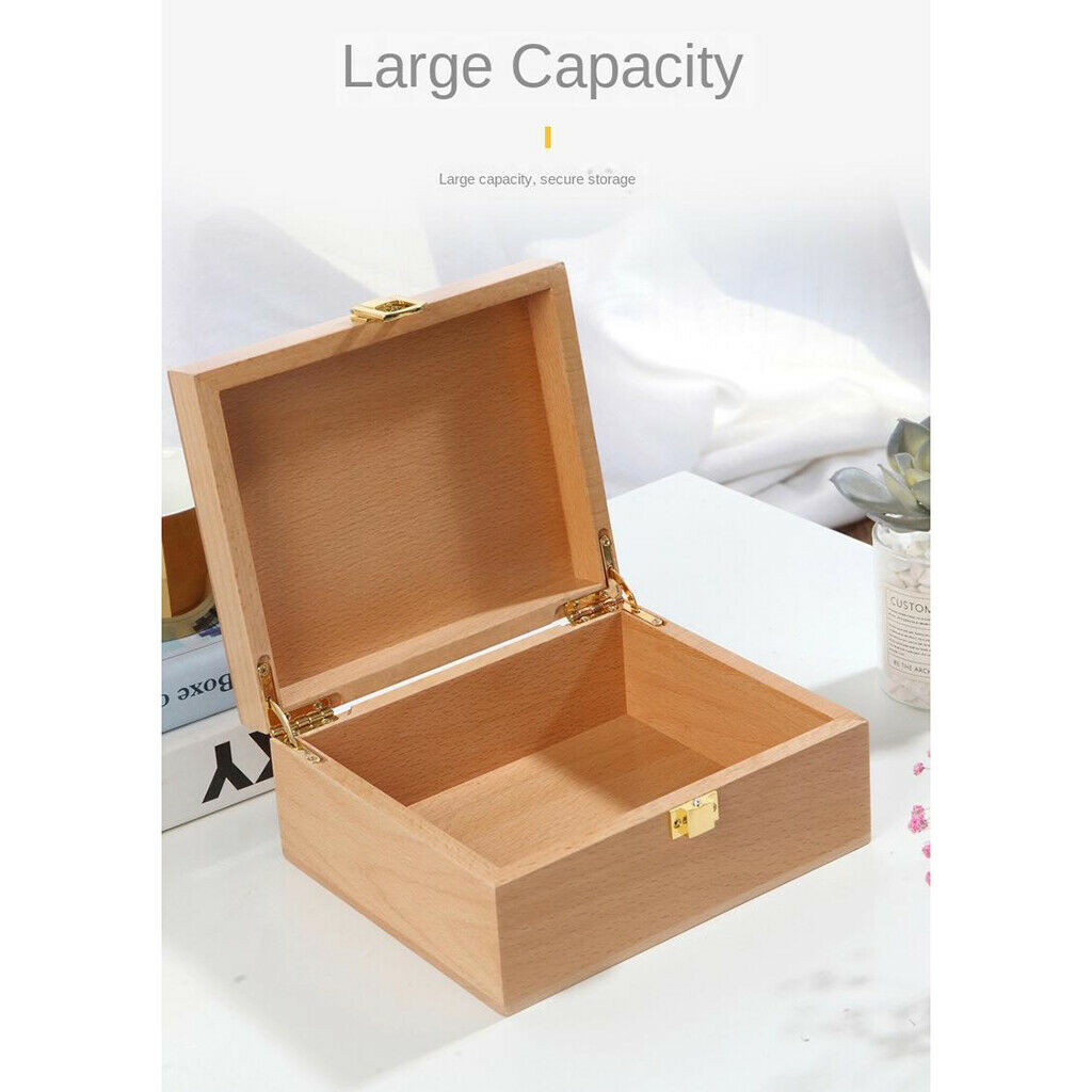 DIY Plain Unfinished Box Wooden Jewelry Box Storage Organzier Treasure Case Box