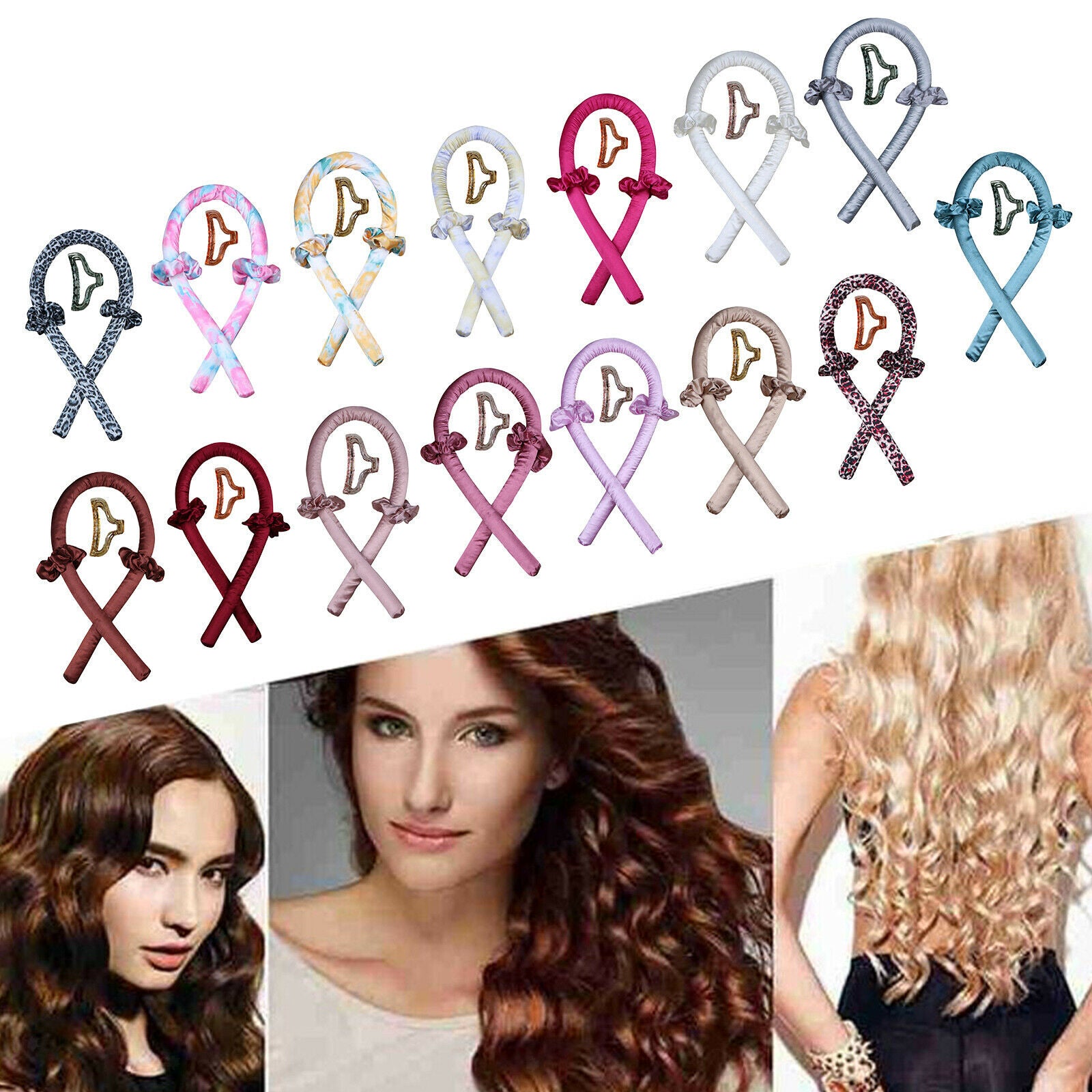 2X Heatless Curling Rod Headband Wave No Heat Curls Lazy Curler DIY Coffee