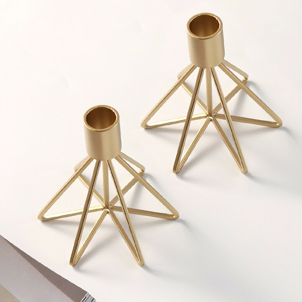 2Pcs Modern Metal Taper Candle Holders Candlestick Holder Centerpeices Decor