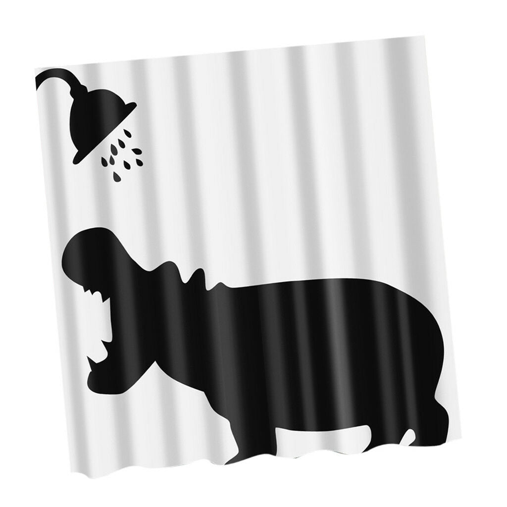 Shower Curtain Shower Hippo Bathroom Liner Fabric Sheer Panel with Hooks Set