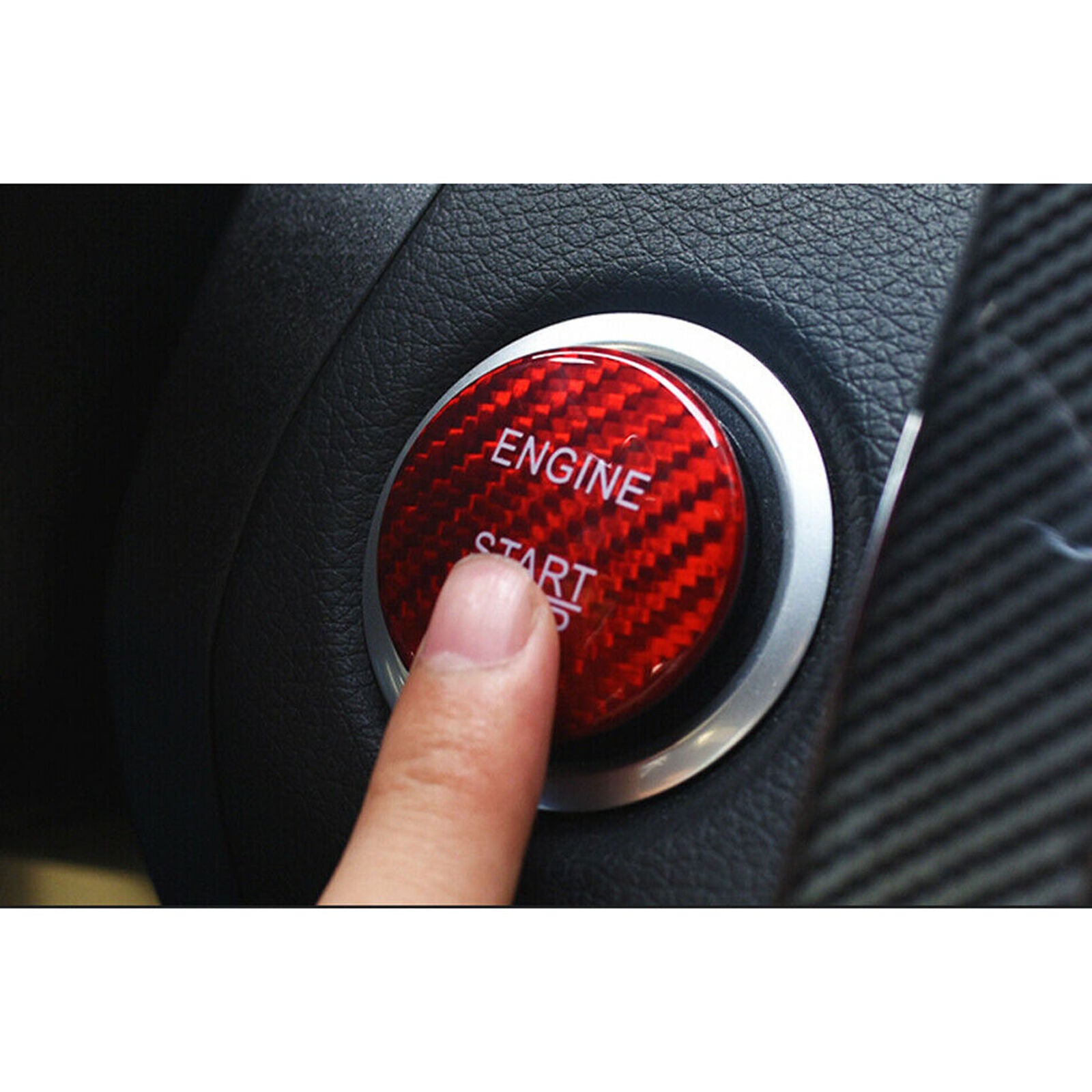 Red Carbon Fiber Engine Start Stop Button Cover For Mercedes A B C E GLE GLC CLA