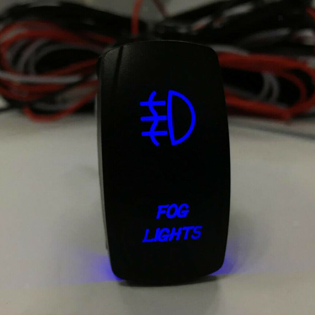 Universal Car Boat Marine Van Blue LED illuminated Rocker SPST Switch ON OFF