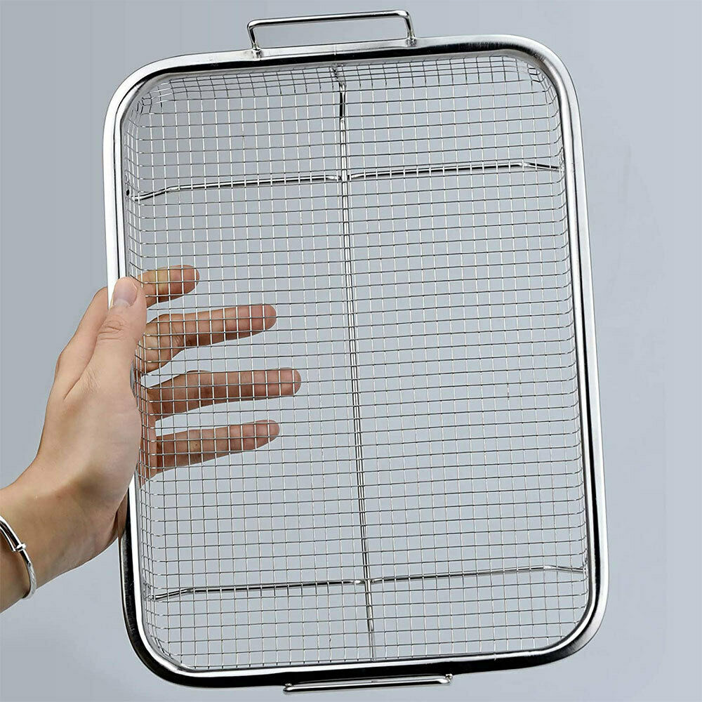 Stainless Steel Grill Basket Oven Crisper Basket Fruits Washing Kitchen Drying