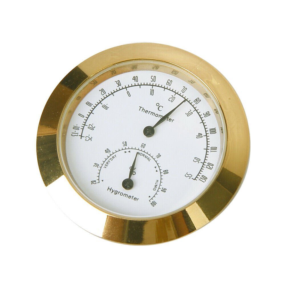 Golden Round Thermometer and Hygrometer for Guitar Violin Case 1pc