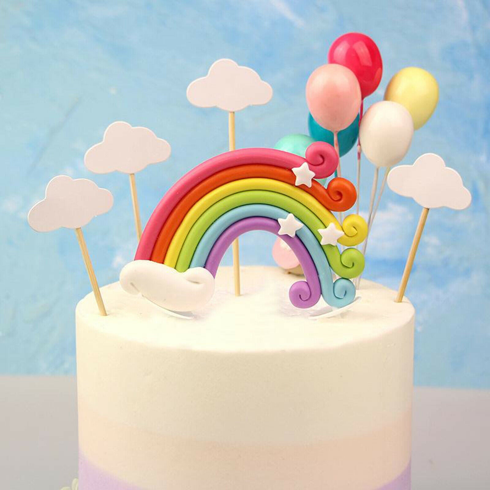 12pcs/Set Rainbow Cake Topper Kit Birthday Cake Decoration For Boys Girls Kids