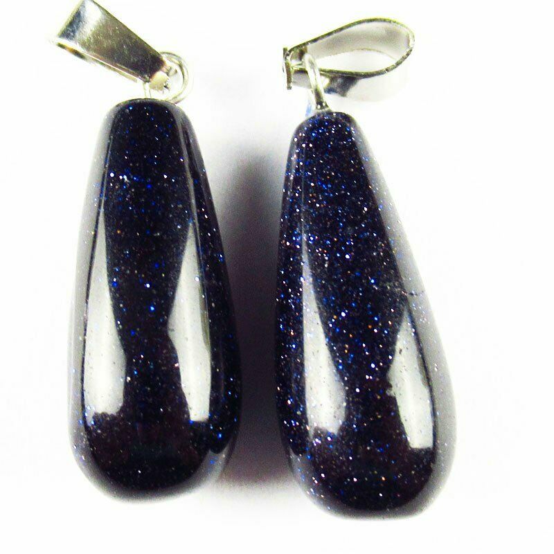 10pcs 40g Blue Sand Stone Teardrop 29x10mm Pendant Bead A-87SK