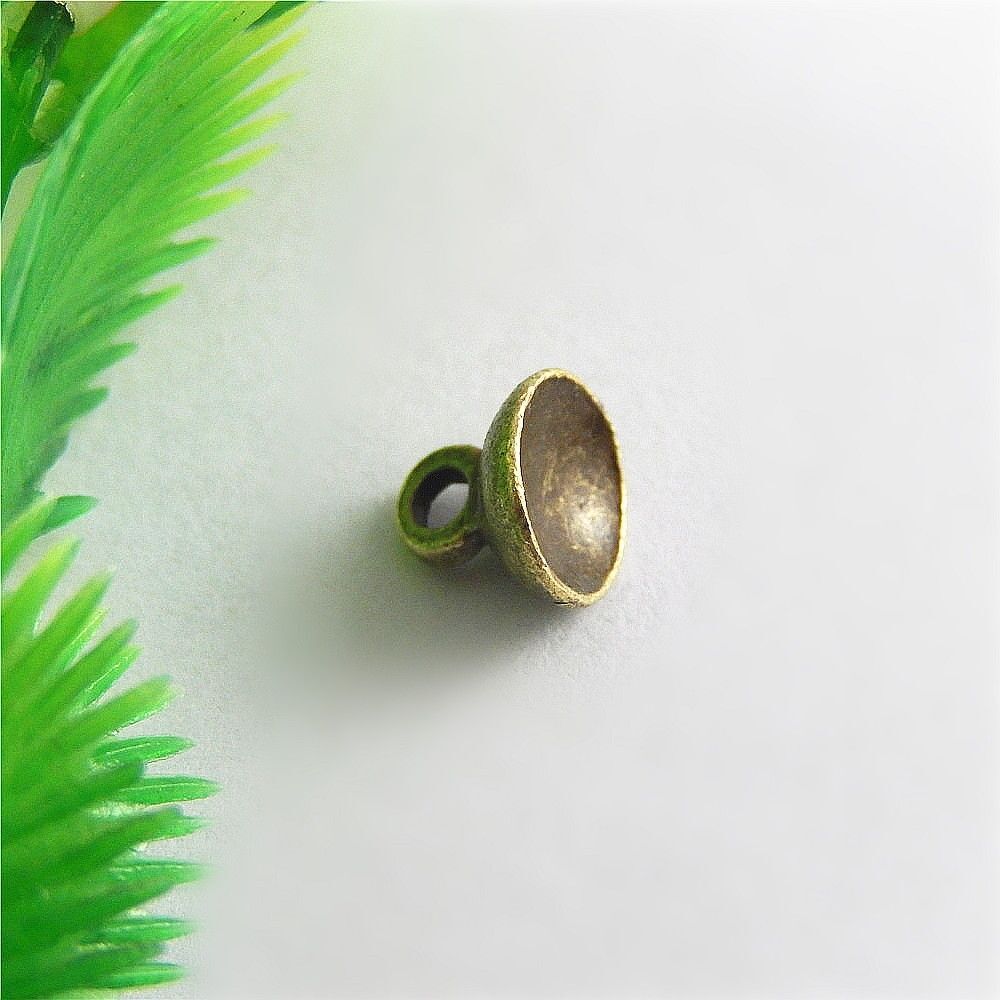 40 pcs Antiqued Bronze Mini Cap Bail Charm Pendant Jewelry Crafts Alloy 8x8mm