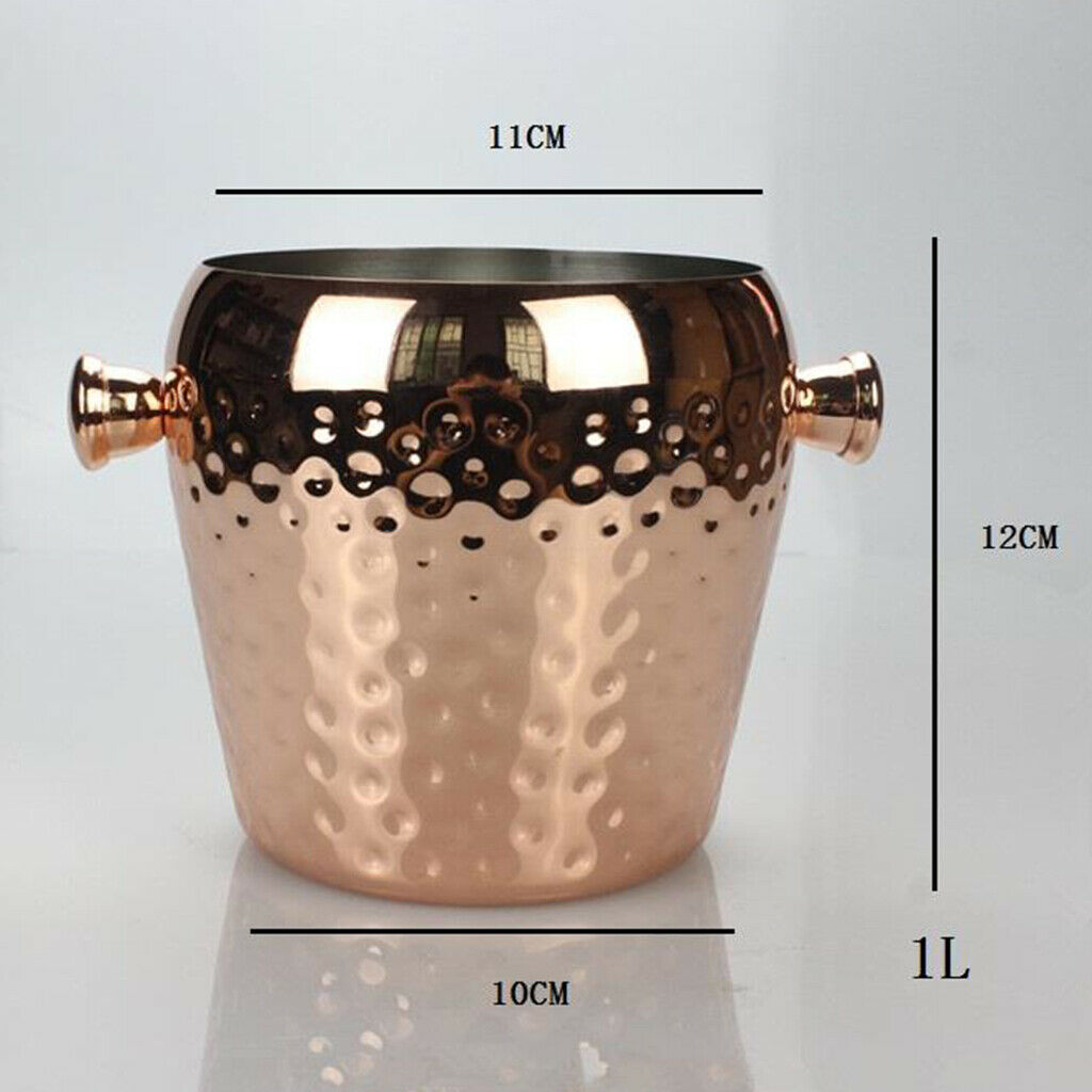 Ice Bucket Champagne Wine Drinks Cooler Retro Hammered Party Bar   1L