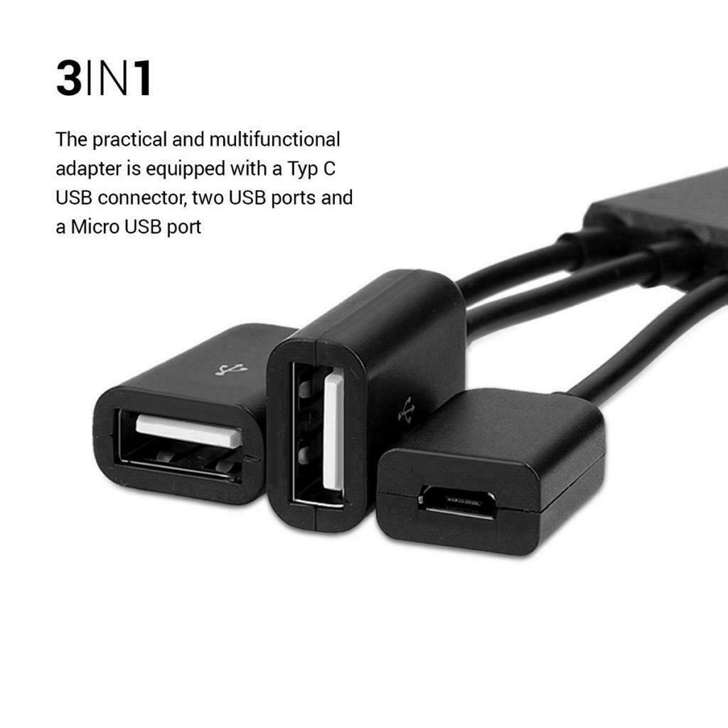 3 In 1 Type C USB 3.1 High   Port USB 2.0 Cable Hub Splitter Adapter