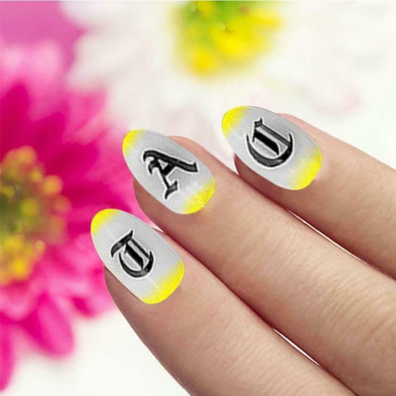 4Color/Set Russia Letter Word Numbers Old English Nail Stickers Nail Art Decals