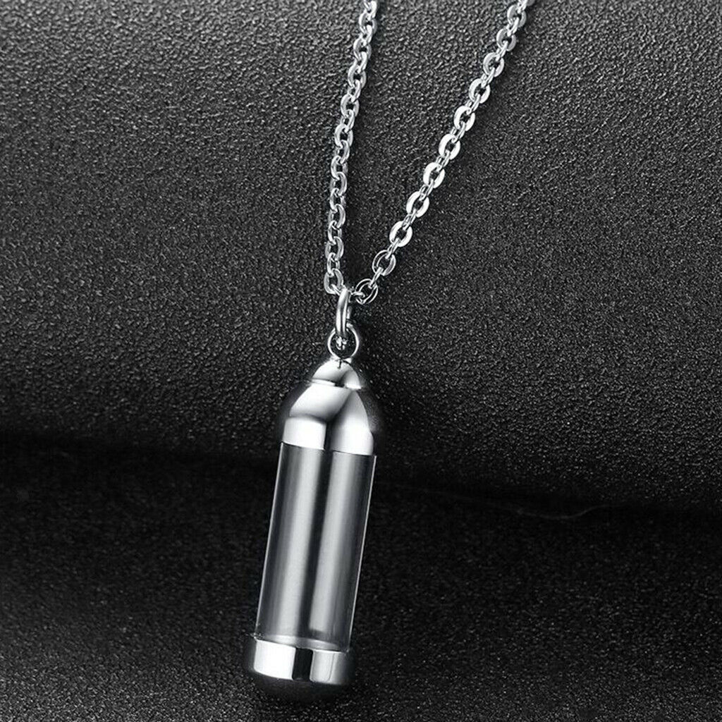 2pcs Steel Glass Bottle Urn Pendant Necklace for Ashes Hair Jewelry DIY