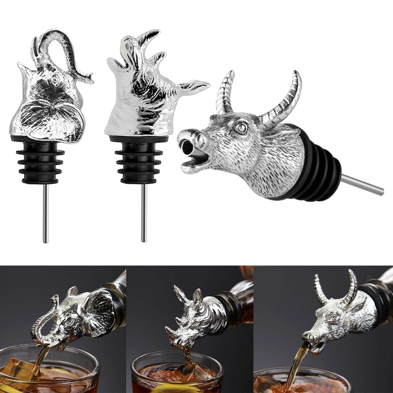 3pcs Metal Wine Bottle Champagne Pourer Stopper Wine Caps Sealers Preservers