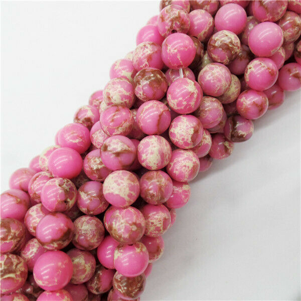 1 Strand 8mm Rose Sea Sediment Jasper Round Ball Loose Beads 15.5inch HH9030