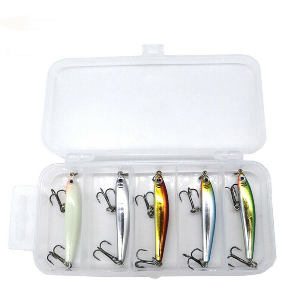 5pcs Fishing Lures 3.5g 5cm Minnow Lure Hard Bait Crankbait Wobbler Tackles @