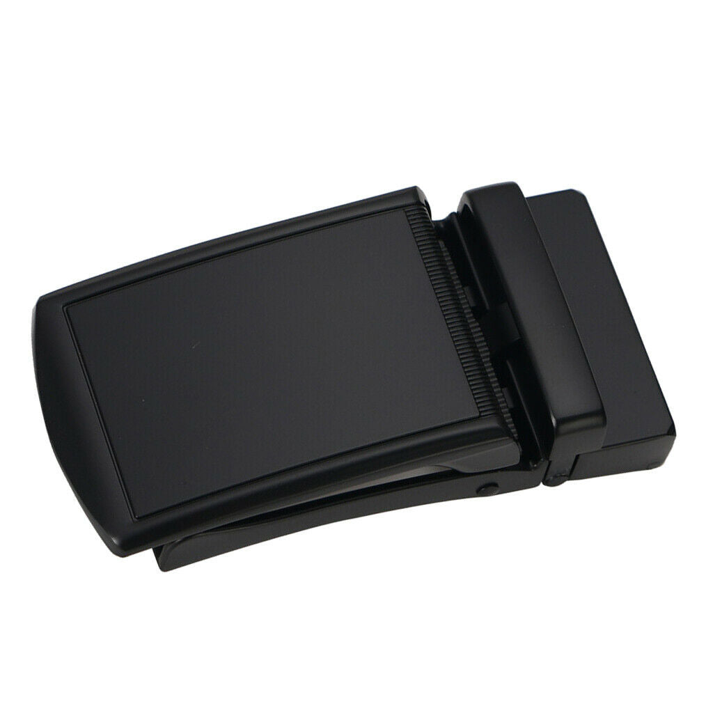 Classic Solid Buckle Automatic Ratchet Leather Belt Buckle, Black, Fits 40mm