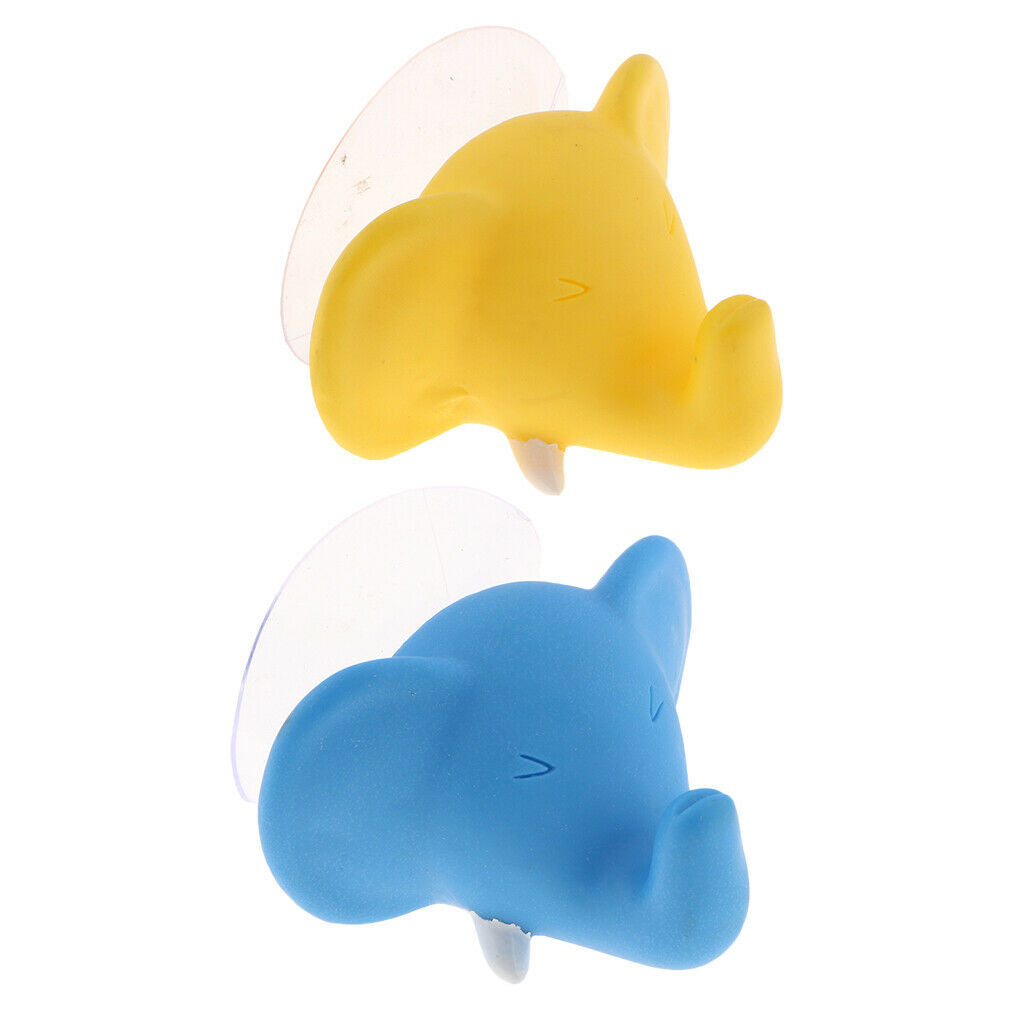 2pcs Creative Elephant Head Cartoon Bathroom Wall Sucker Hooks Nail Hook For