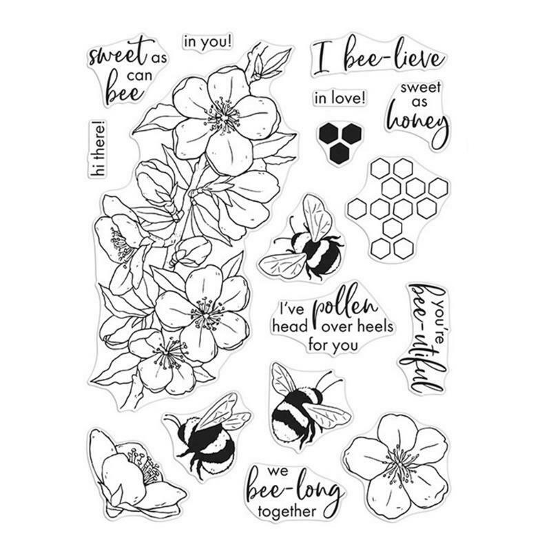 Flower Bee Seal Stamp with Cutting Dies Stencil Set DIY Scrapbooking Embossing