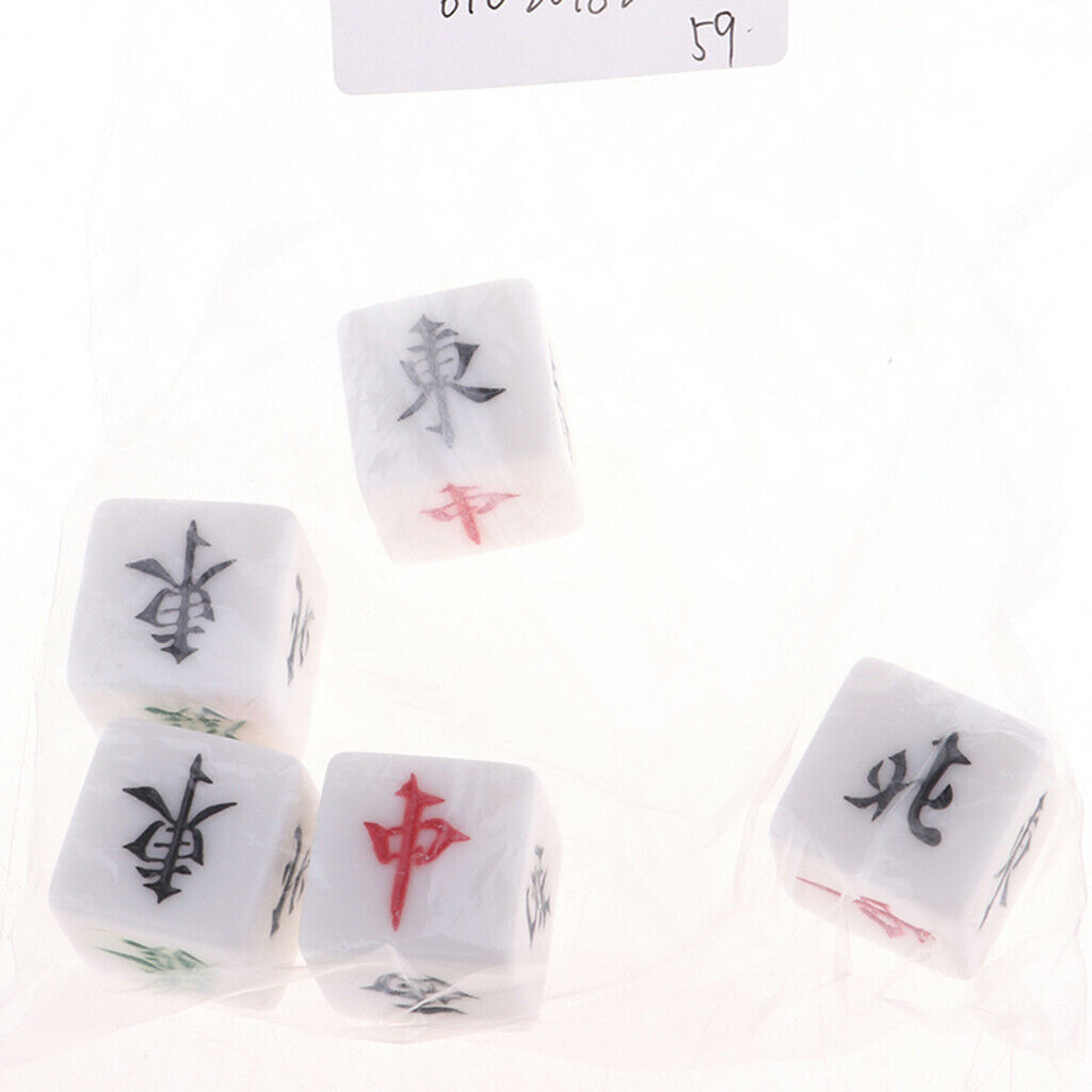 22mm Board Game Mahjong Accessory Set with 5 Cubes