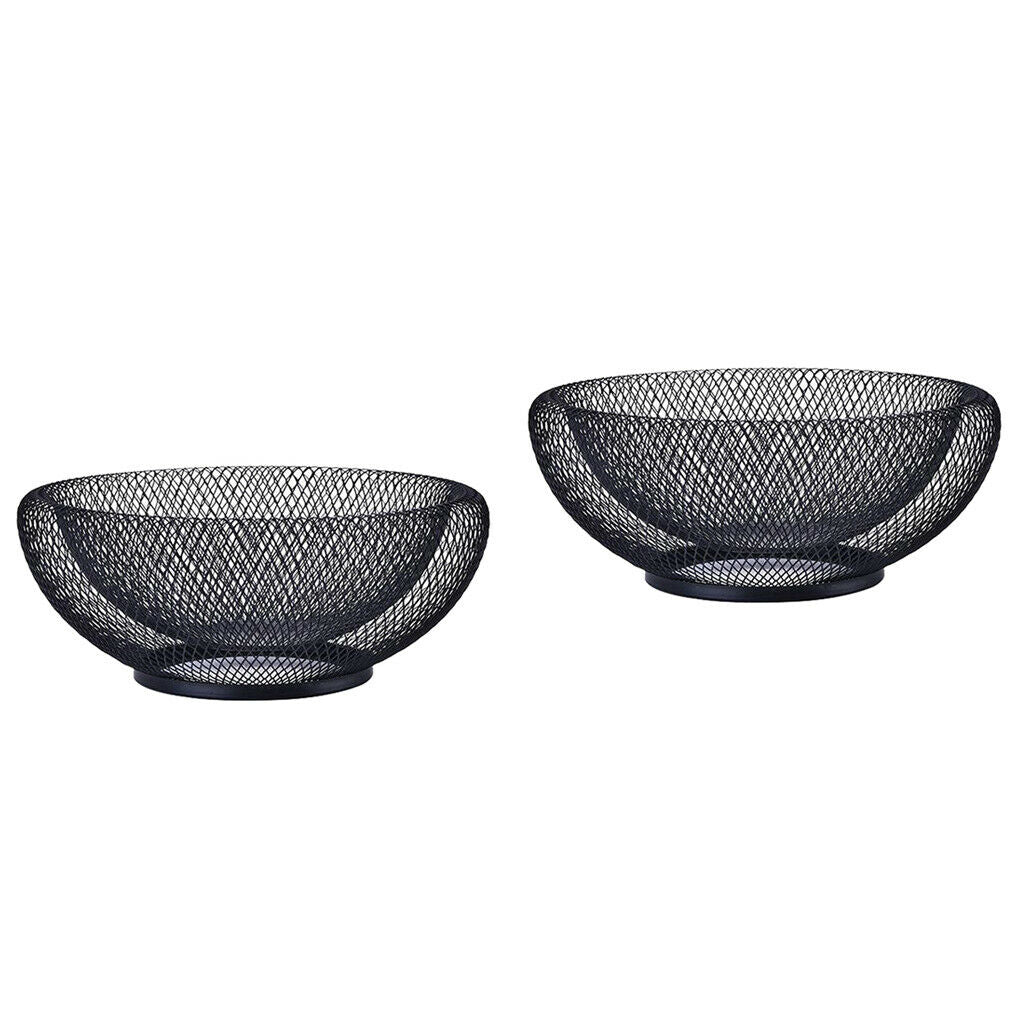 2x Fruit Serving Bowl Snacks Container Countertop Decorative Holder Black