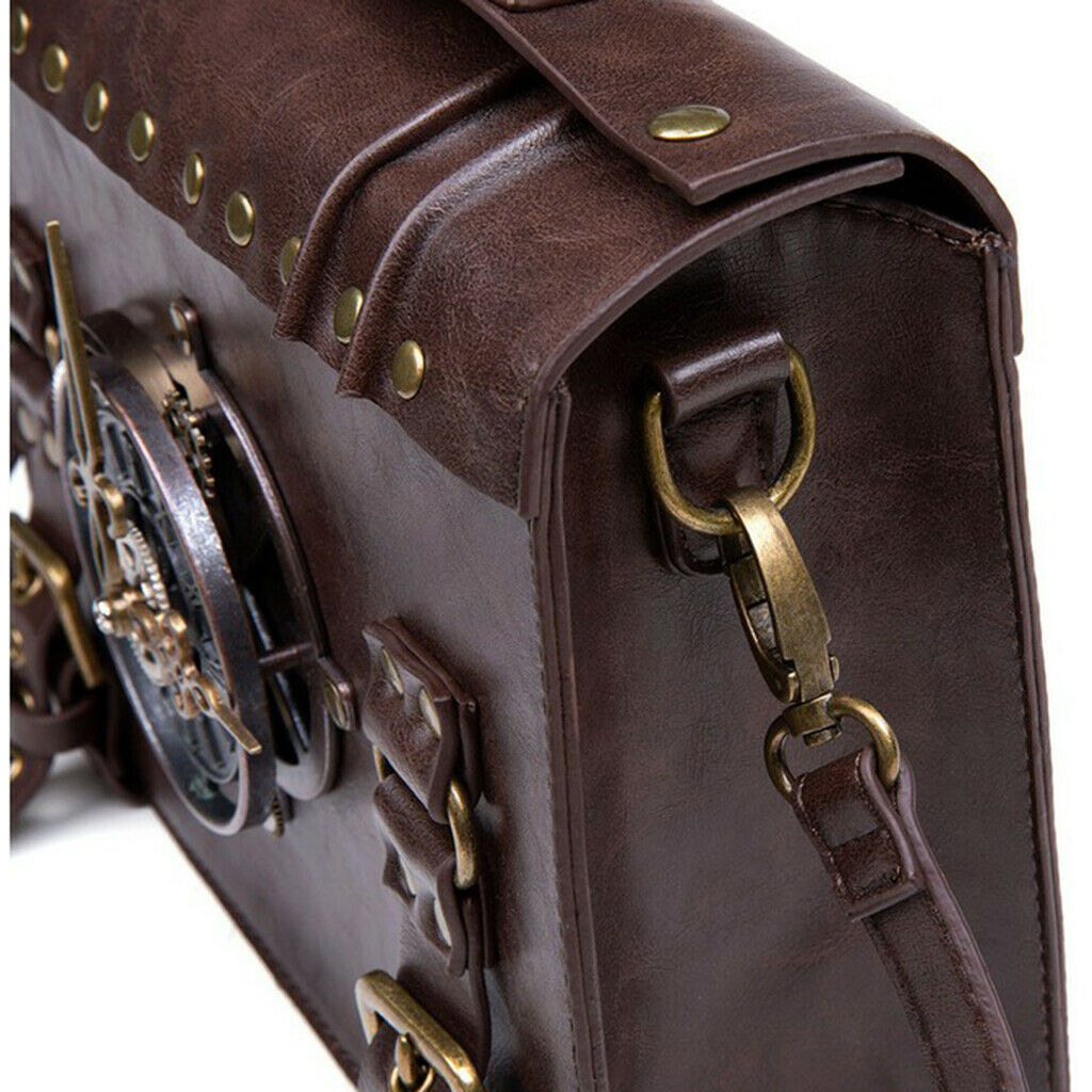 Unisex steampunk handbag shoulder bag leather bag punk shoulder bag